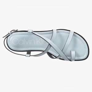 Brand new no box Calvin Klein Women's Tica Flat Sandal Sz 9 light blue black